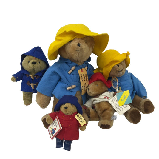 Vintage Paddington Bear Teddy in Raincoat Plush Dolls LOT Mixed Preowned - Warehouse Toys