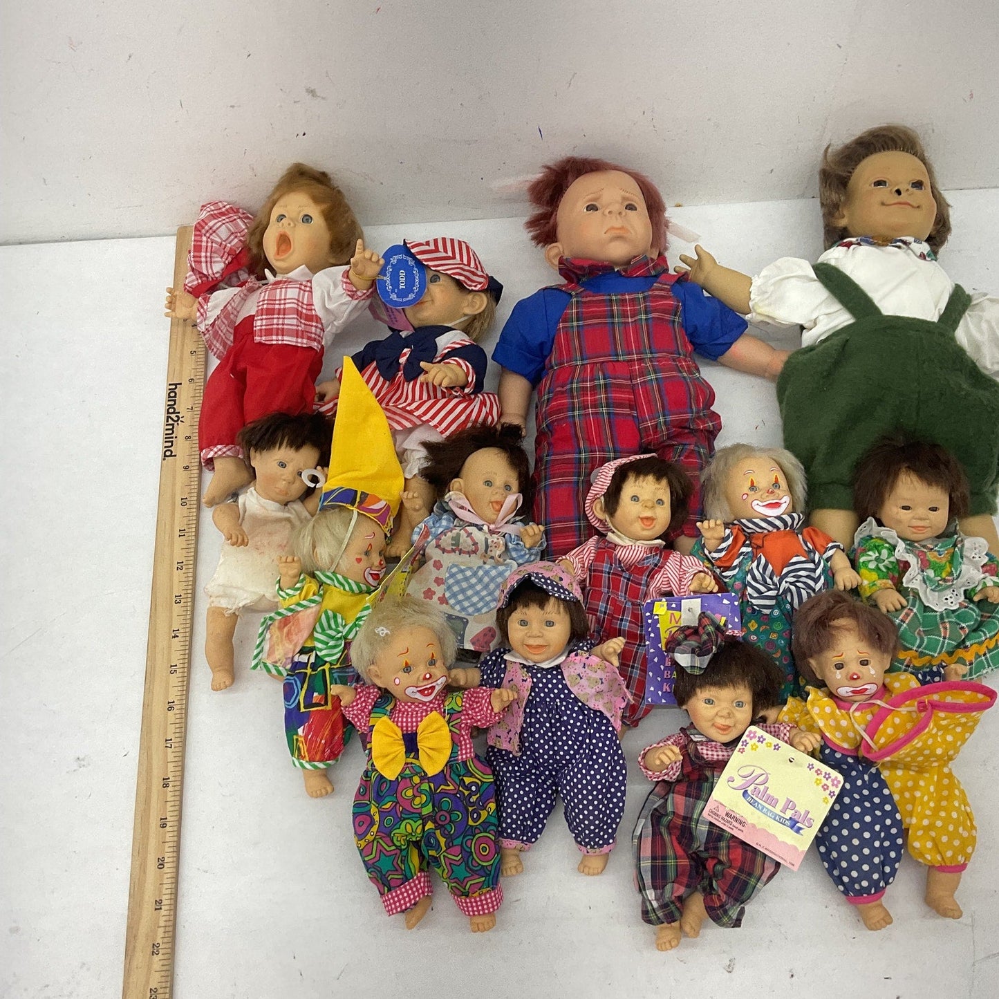 Vintage Palm Pals & Others Emotive Ugly Funny Faces Bean Bag Baby Dolls LOT Used - Warehouse Toys