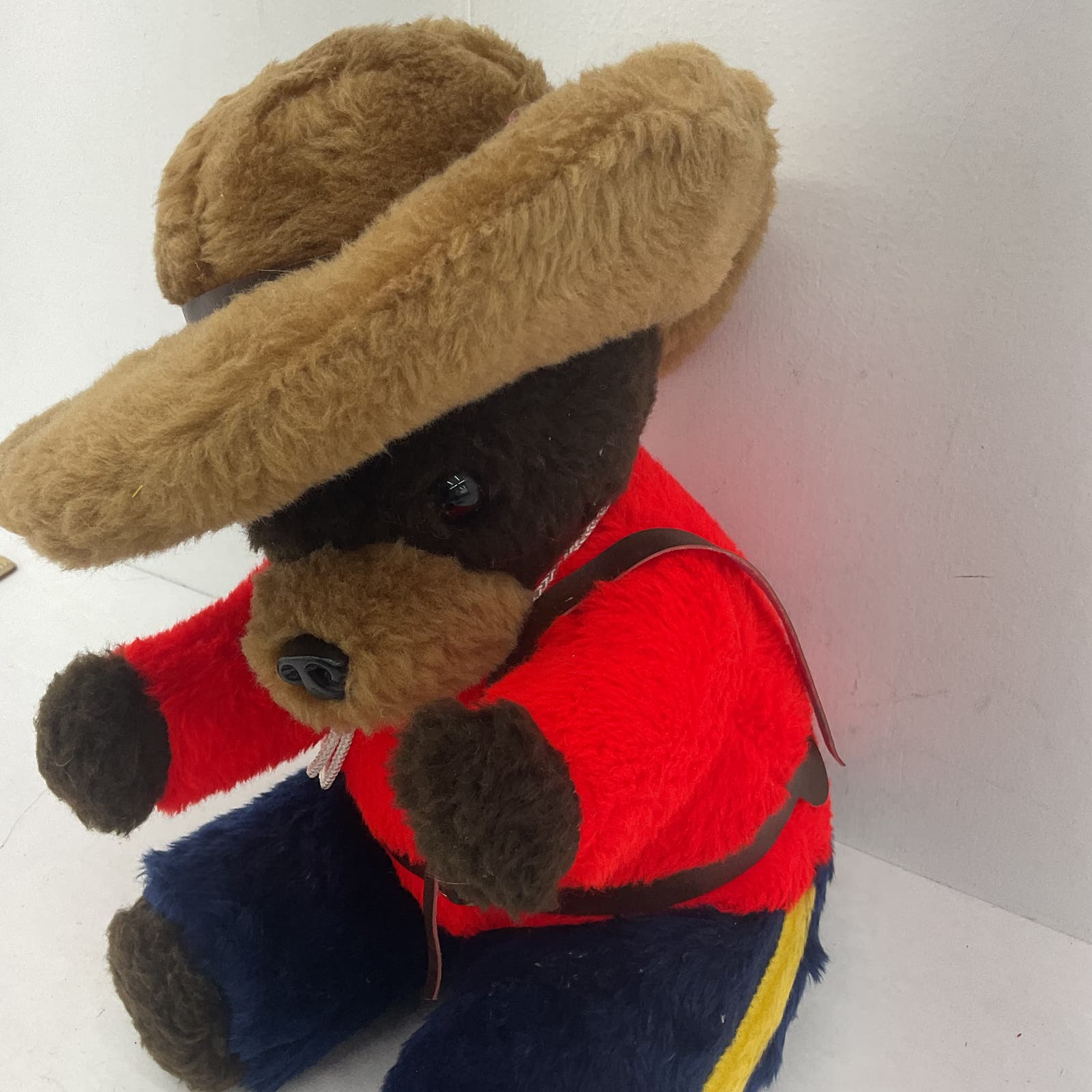 Vintage Park Ranger Teddy Bear Fair Prize - Red Blue Plush Toy - Warehouse Toys