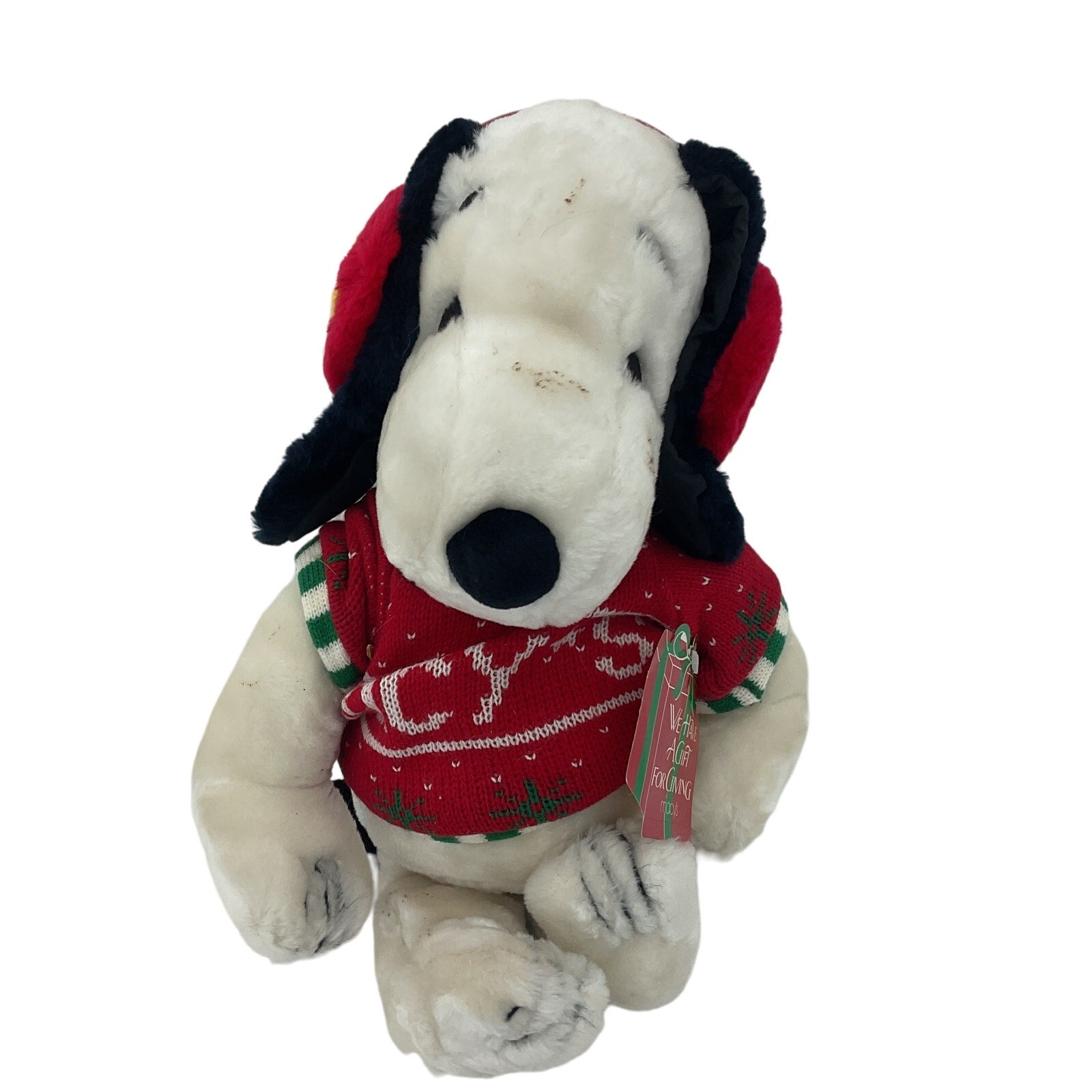 Vintage Peanuts Snoopy Xmas Holiday Macy's White & Red Stuffed Animal Plush Doll - Warehouse Toys