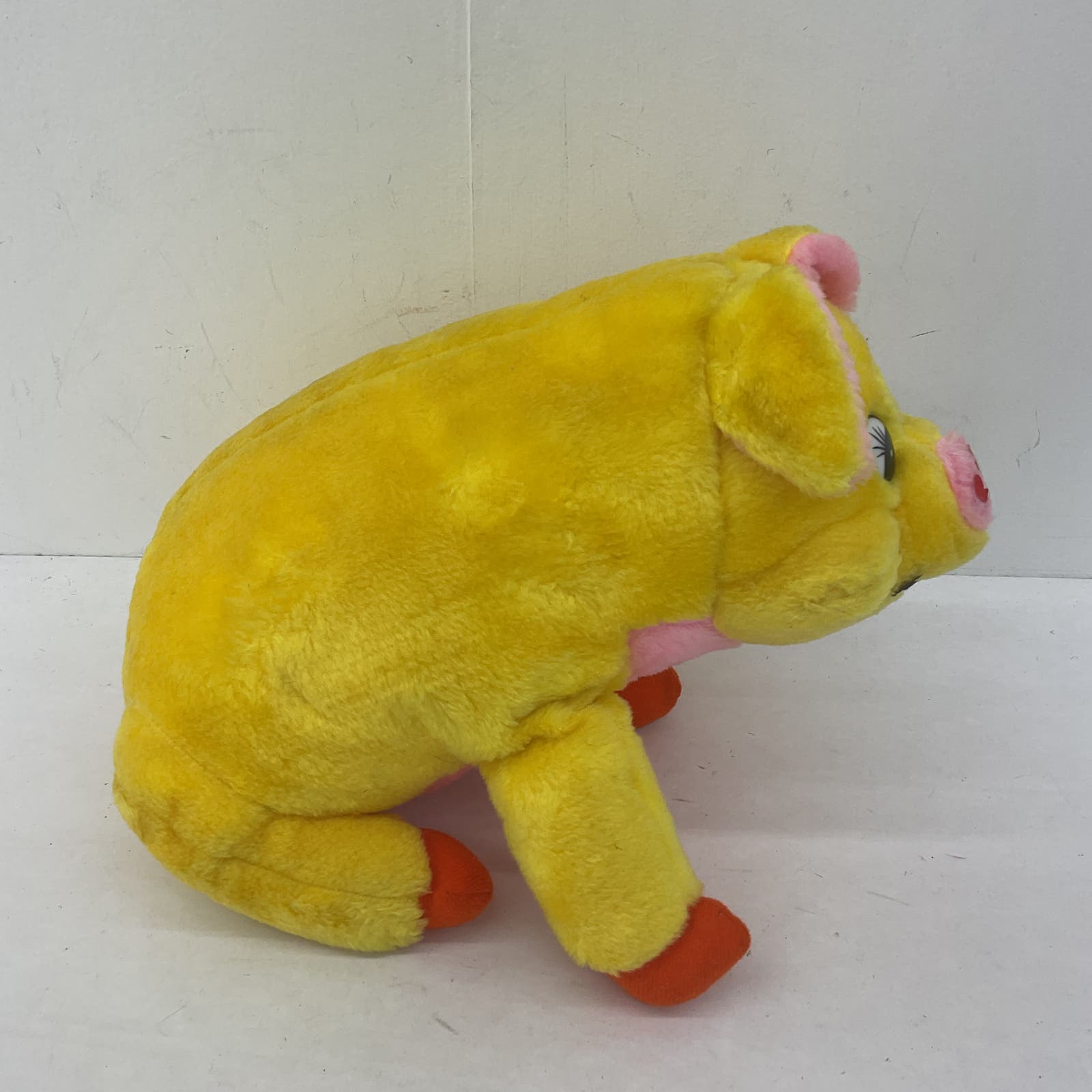 Vintage Pink & Yellow Prize Pig Stuffed Animal Plush Toy - Warehouse Toys