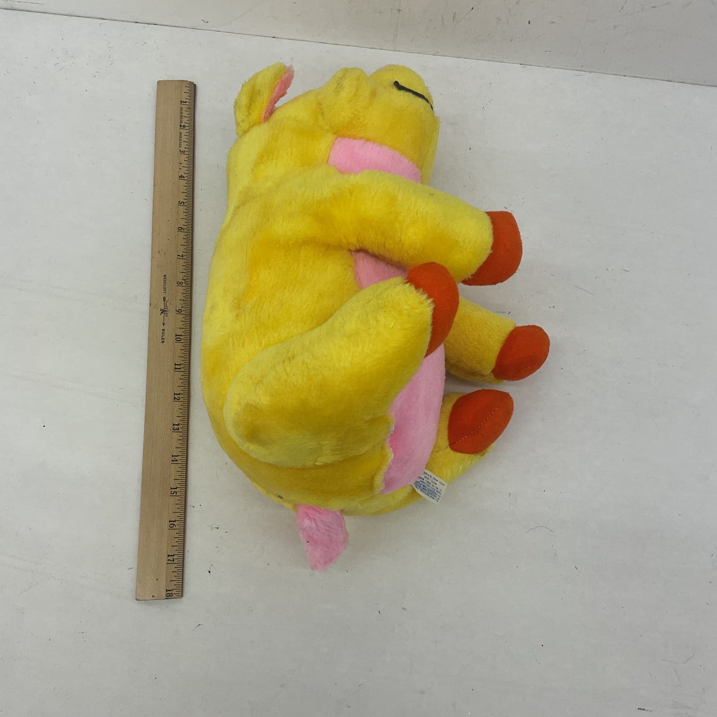 Vintage Pink & Yellow Prize Pig Stuffed Animal Plush Toy - Warehouse Toys