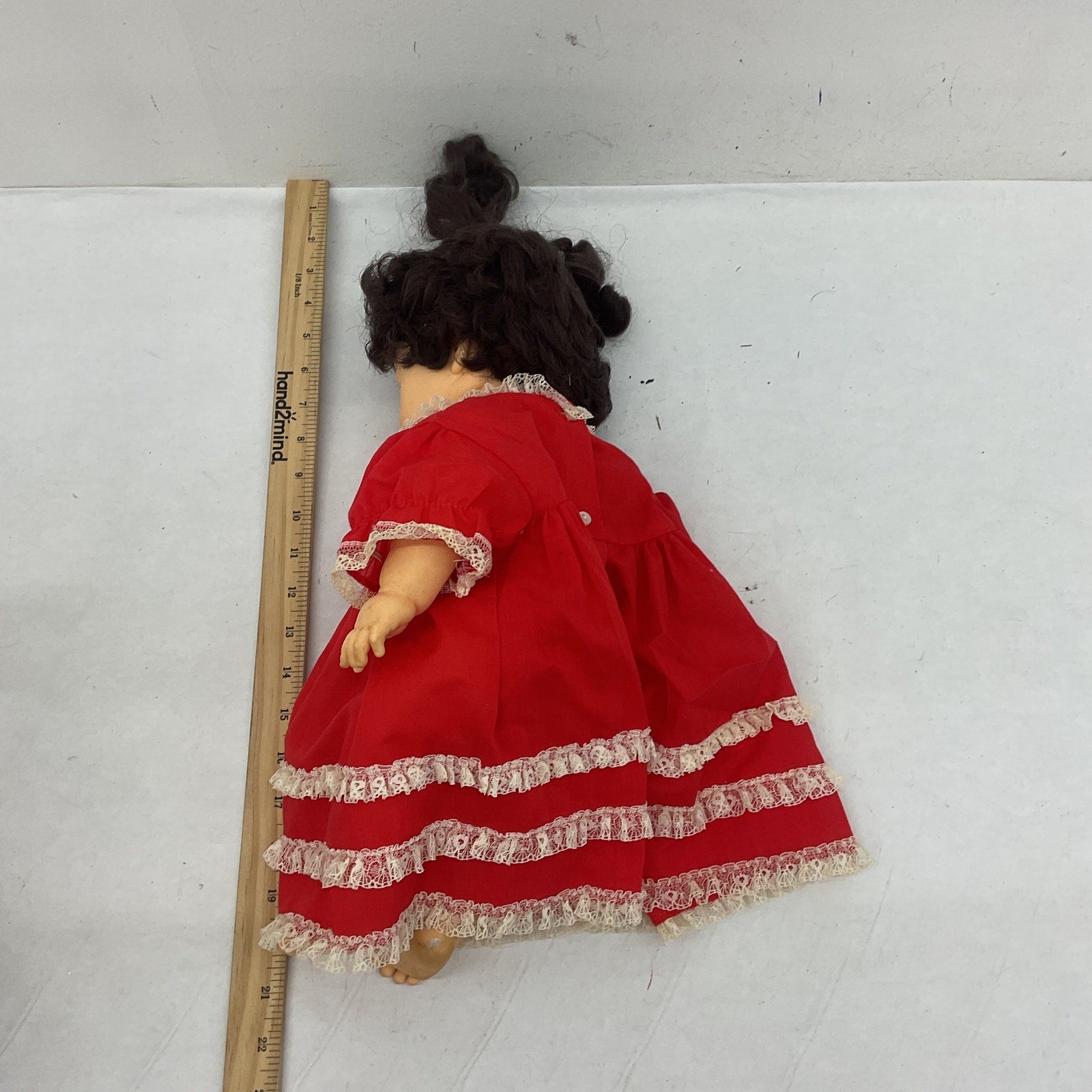 Vintage Play Baby Doll 1985 Cititoy Brunette Baby Doll Little Girl Red Dress - Warehouse Toys