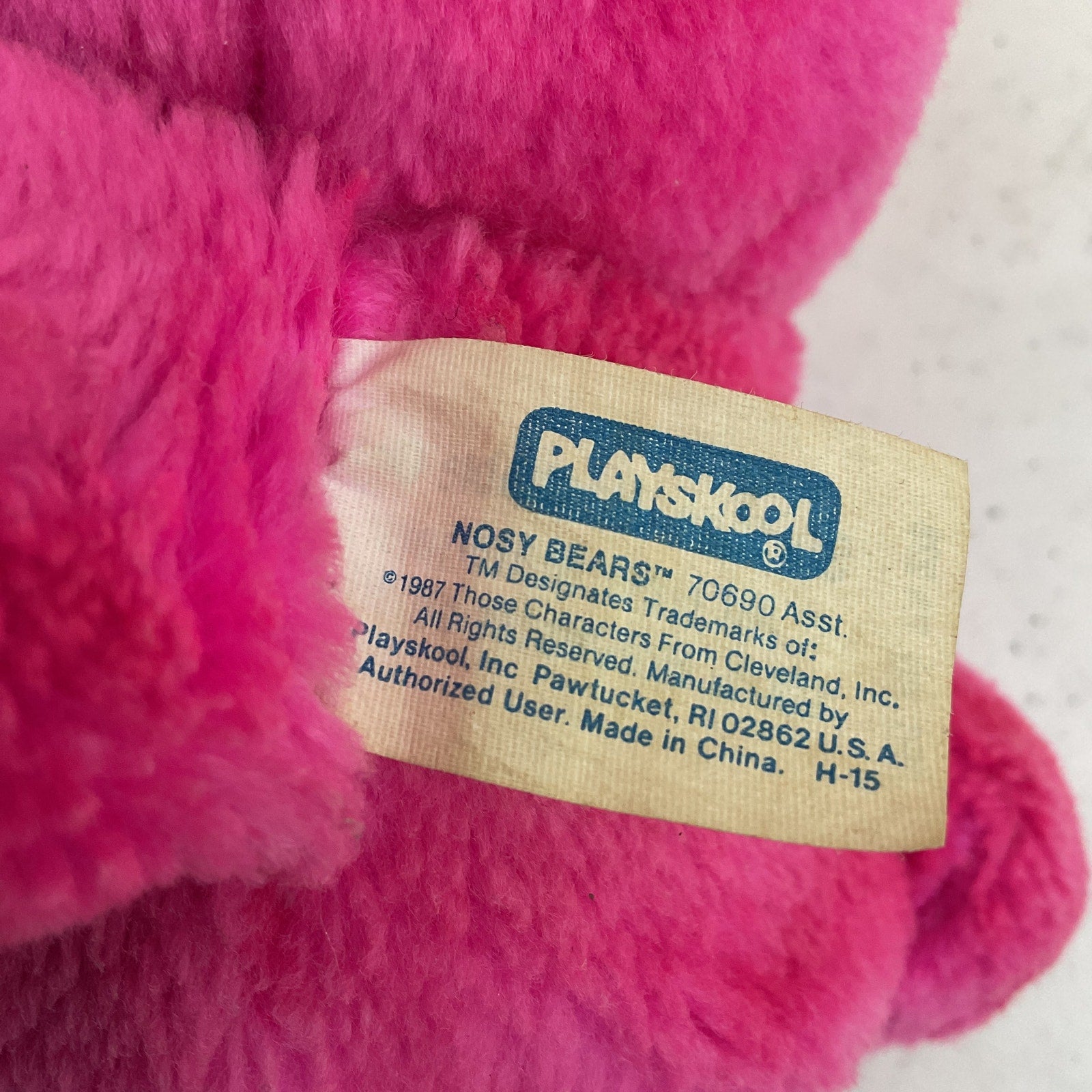 Vintage Playskool Bright Pink Nosey Bear Balloon Nose Plush Teddy Doll Untested - Warehouse Toys