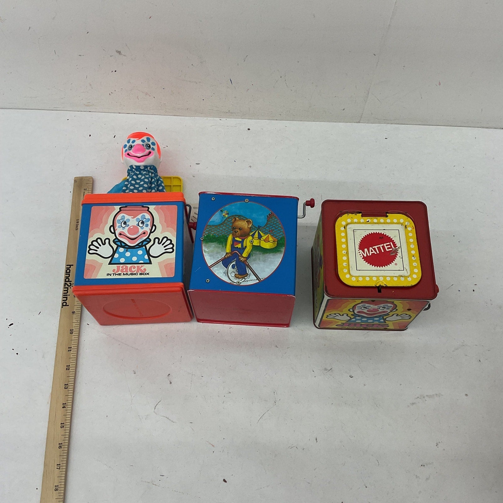 Vintage Preowned LOT 3 Mattel Jack in the Box Ernest the Bear in Box Toys AS IS - Warehouse Toys