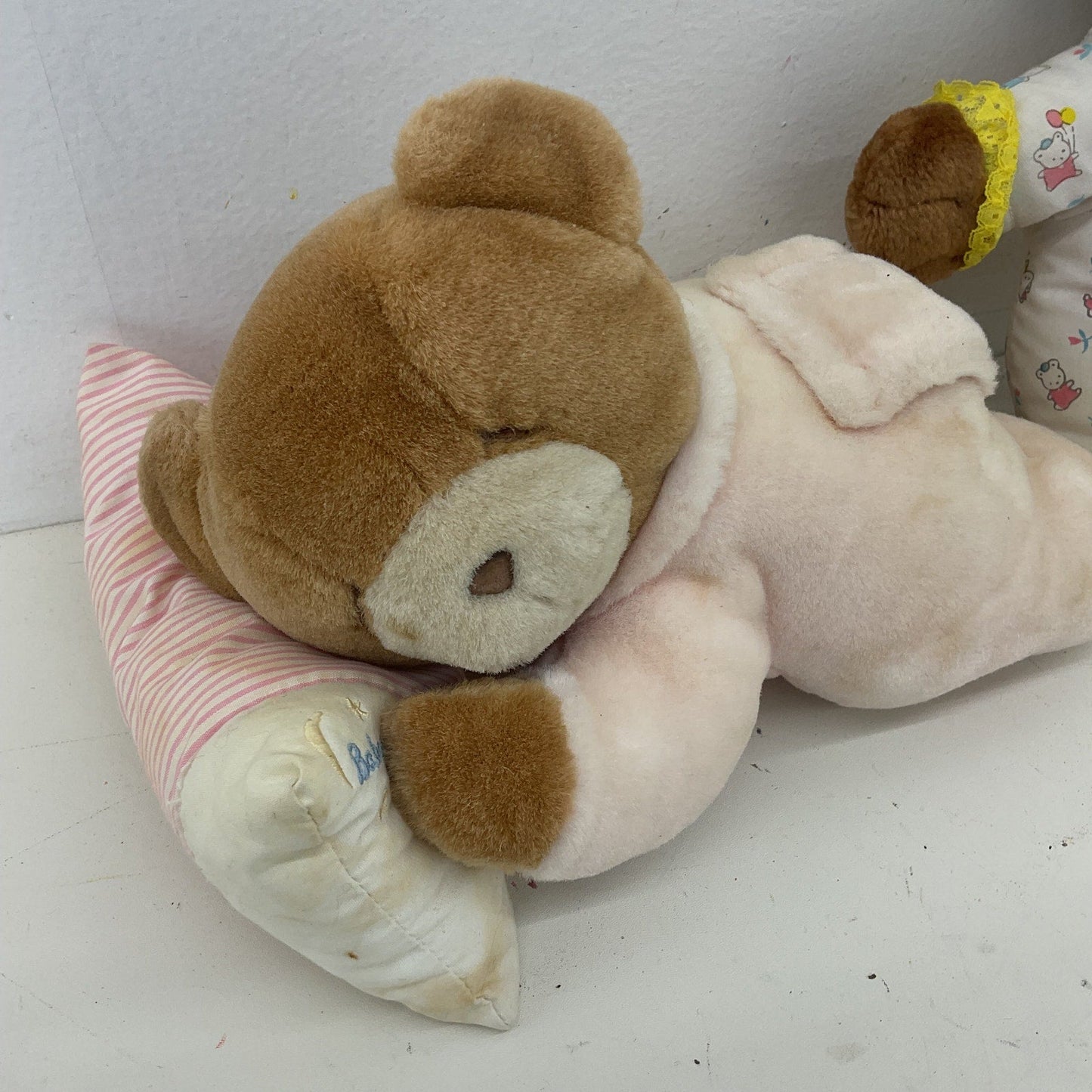 Vintage Preowned LOT Stuffed Animals 2 Teddy Bears Pink Eden Wind Up Lullaby - Warehouse Toys