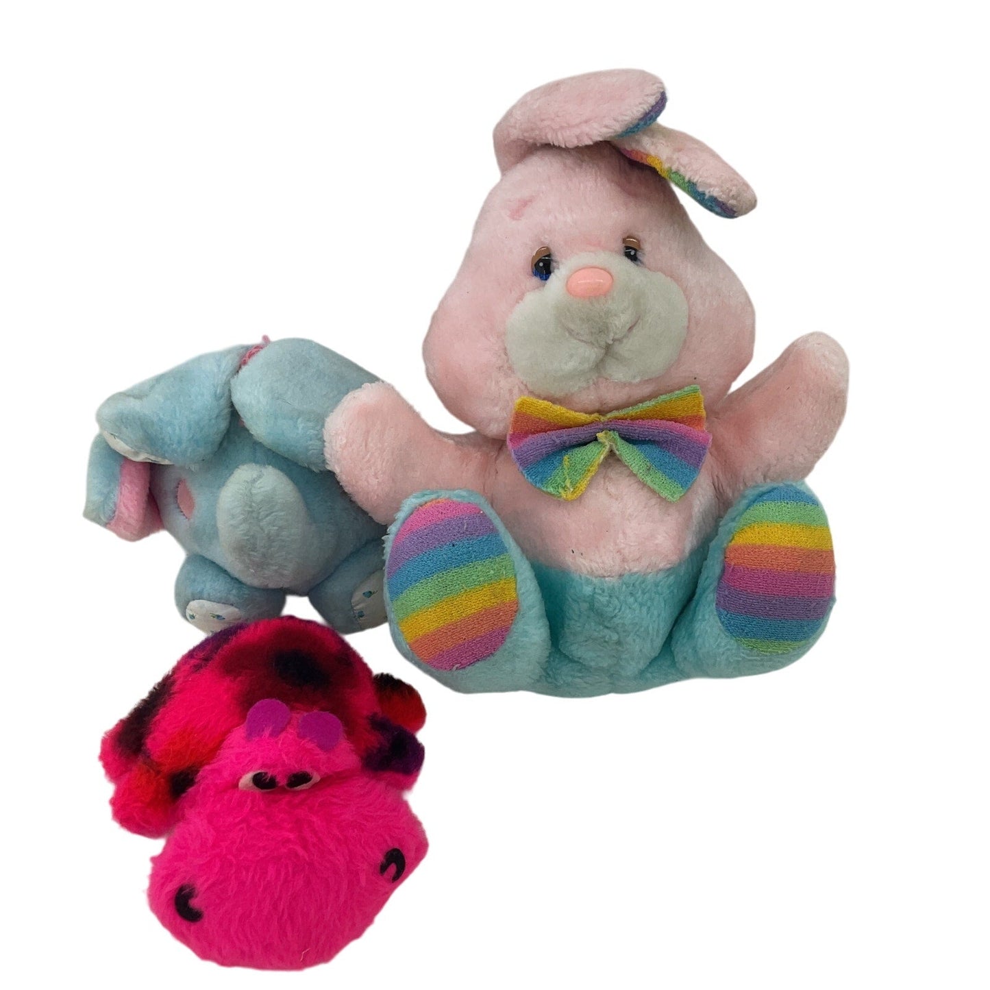 Vintage Preowned LOT Stuffed Animals Easter Bunny Blue Elephant Hot Pink Turtle - Warehouse Toys