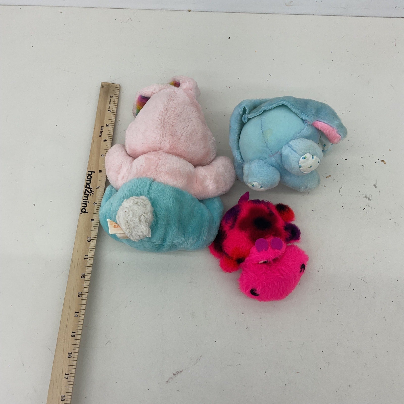 Vintage Preowned LOT Stuffed Animals Easter Bunny Blue Elephant Hot Pink Turtle - Warehouse Toys