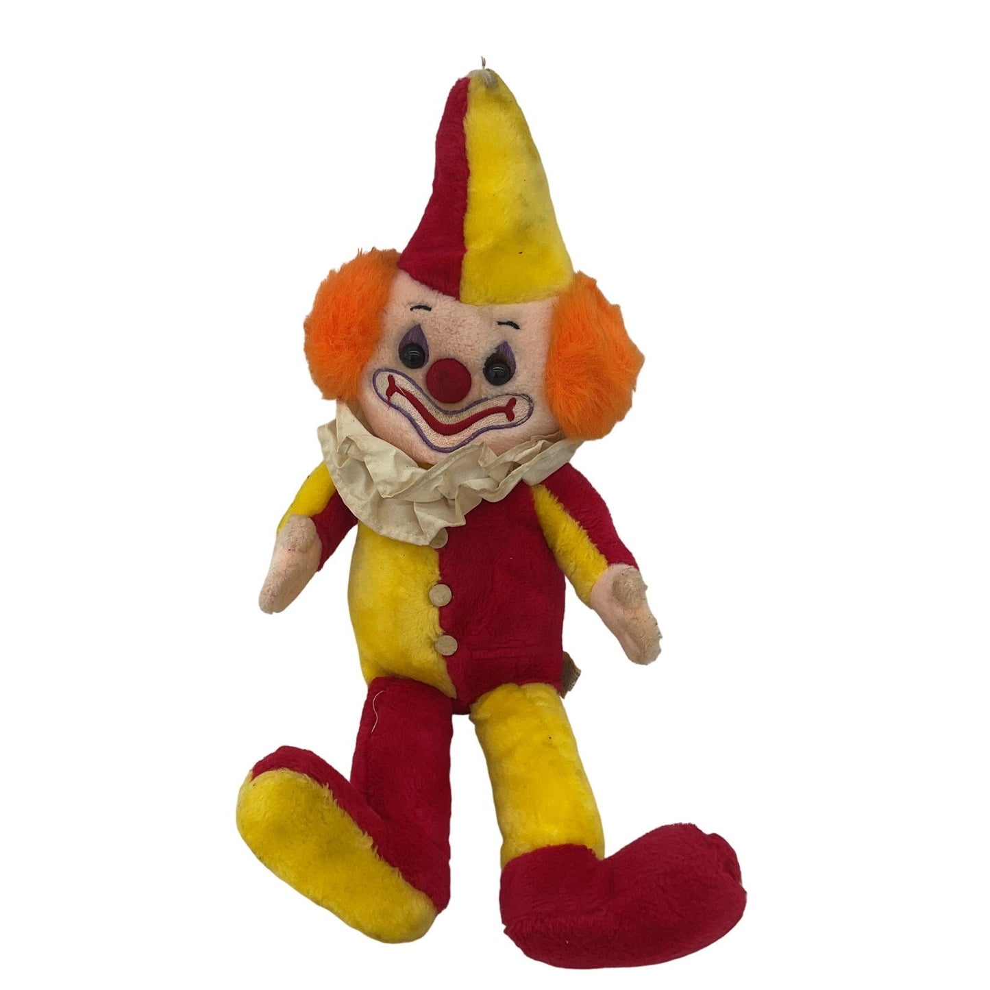 Vintage Preowned Mighty Star Plush Red & Yellow Clint the Clown Plush Doll - Warehouse Toys