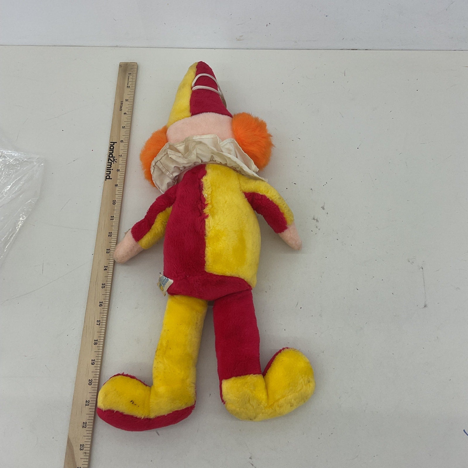 Vintage Preowned Mighty Star Plush Red & Yellow Clint the Clown Plush Doll - Warehouse Toys