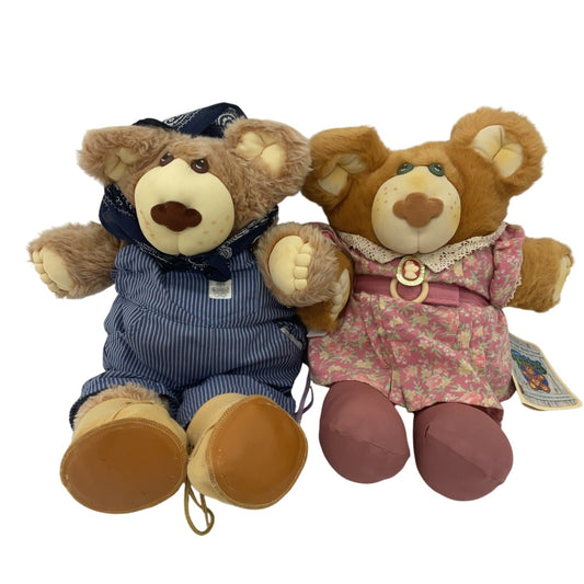 Vintage Preowned Xavier Roberts Furskins Country Home Teddy Bears LOT Boy Girl - Warehouse Toys
