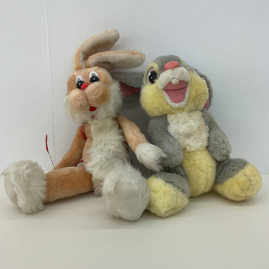 Vintage Russ Berrie Brown Bunny Rabbit & Disney Thumper Gray Rabbit Plush Dolls - Warehouse Toys