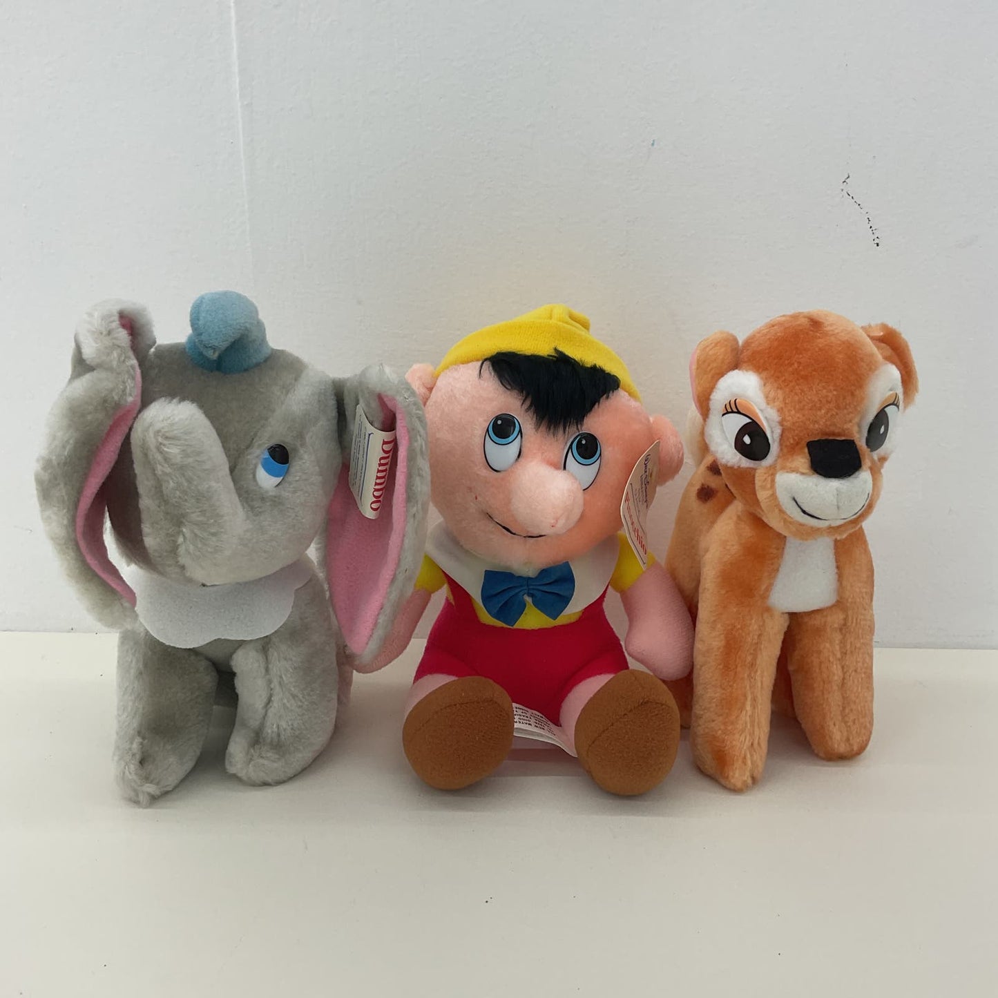 Vintage Small Disney Character Plush LOT Bambi Pinocchio Dumbo Elephant Dolls - Warehouse Toys