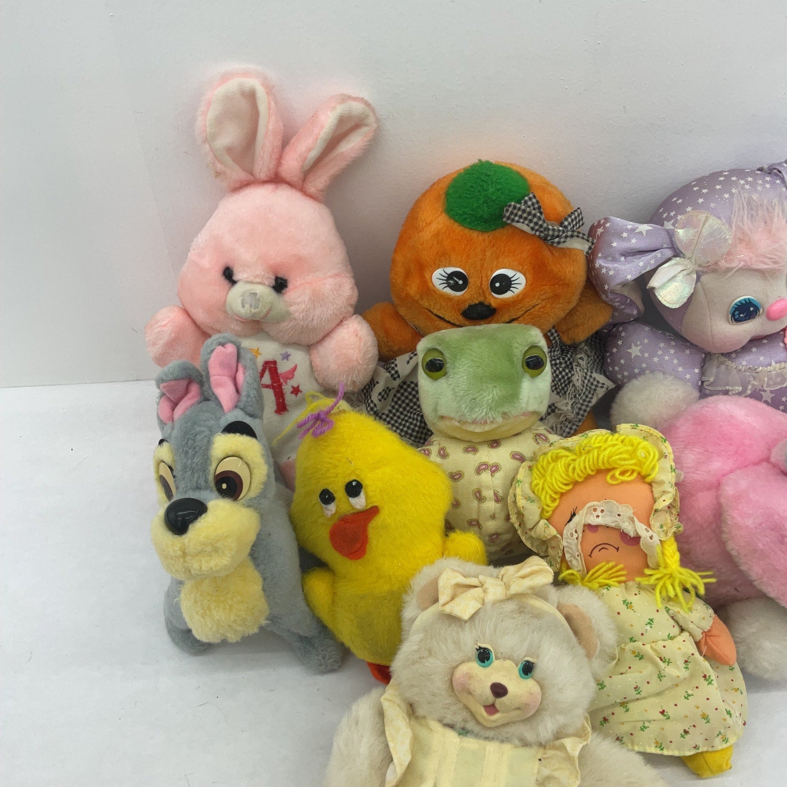 Vintage Stuffed Animals LOT Purple PJ Sparkles Bunny Jeremy Fisher Frog Tramp - Warehouse Toys