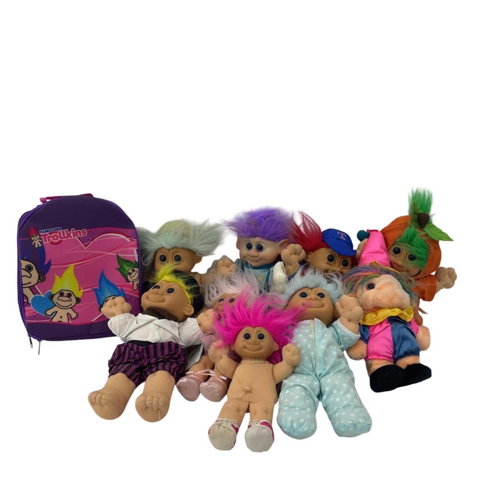 Vintage Treasure Troll Dolls Russ Berrie & Others LOT 5 lbs Trollkins Backpack - Warehouse Toys