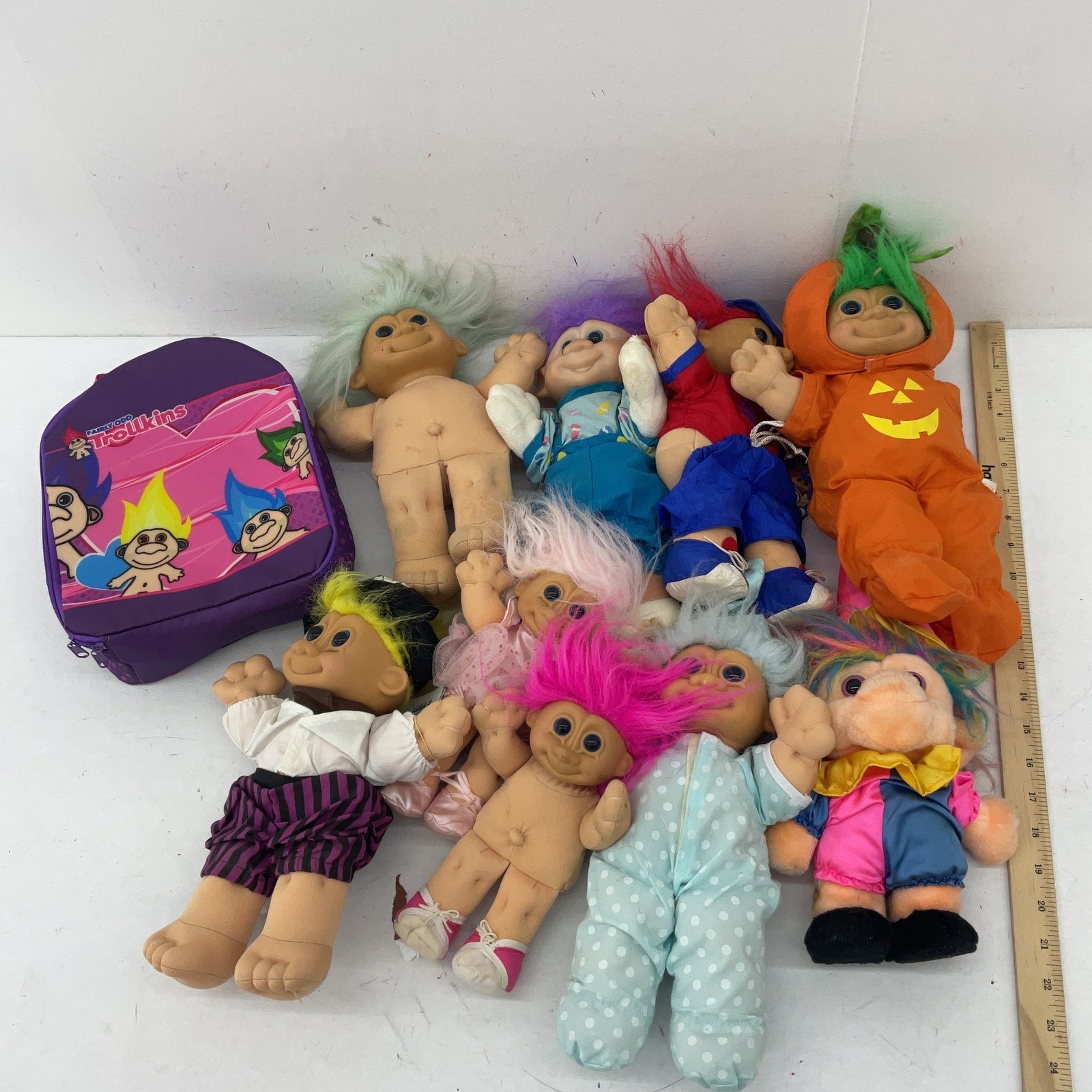Vintage Treasure Troll Dolls Russ Berrie & Others LOT 5 lbs Trollkins Backpack - Warehouse Toys