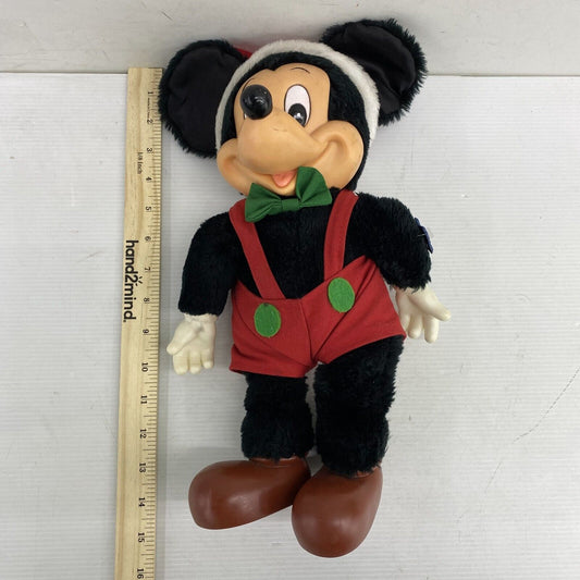 VTG 1980s Xmas Santa Claus Mickey Mouse Disney Plush Doll Toy Rubber Face - Warehouse Toys