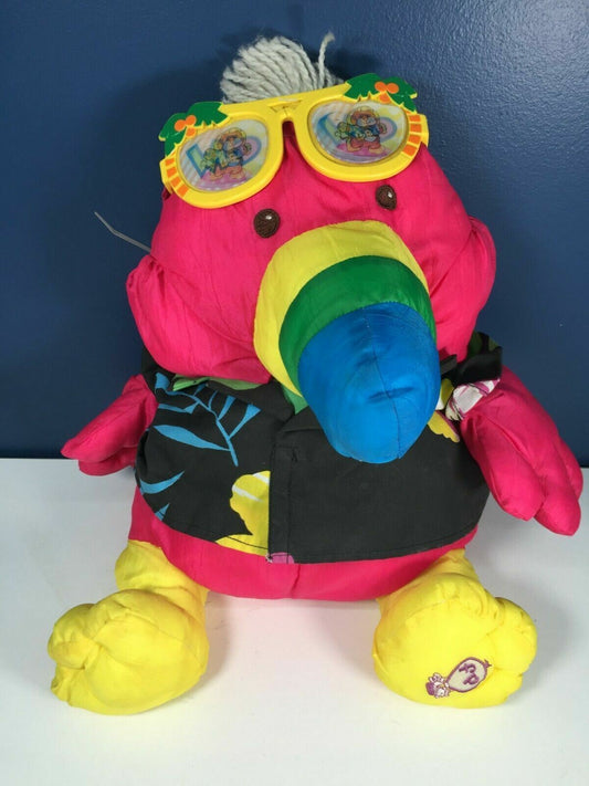 VTG 1987 Fisher Price 15" tall Wild Puffalumps Parrot w/ Sunglasses 8054 80s - Warehouse Toys