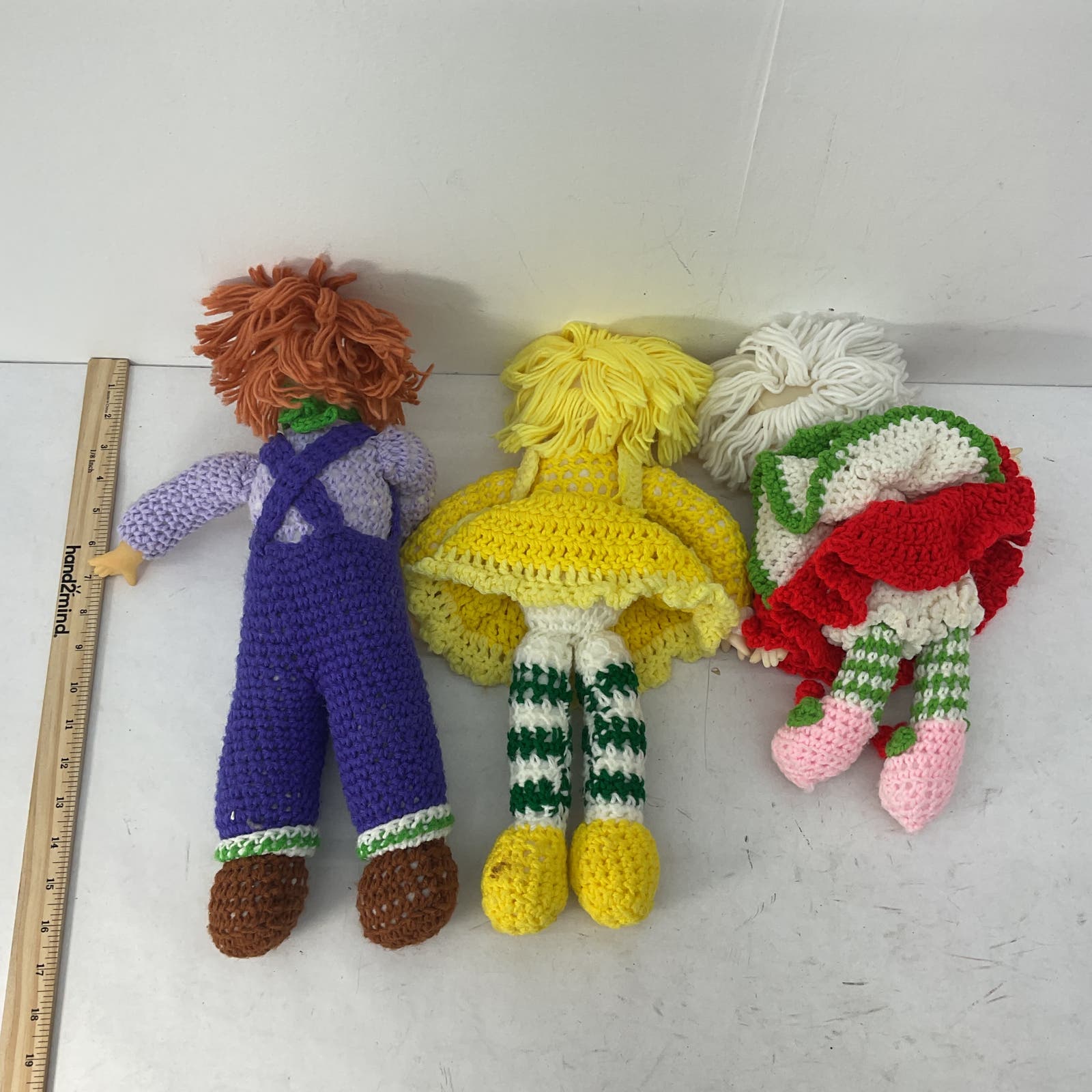 VTG 80s LOT Handmade Crochet Knit Rubber Headed Baby Doll Plush Toys - Warehouse Toys