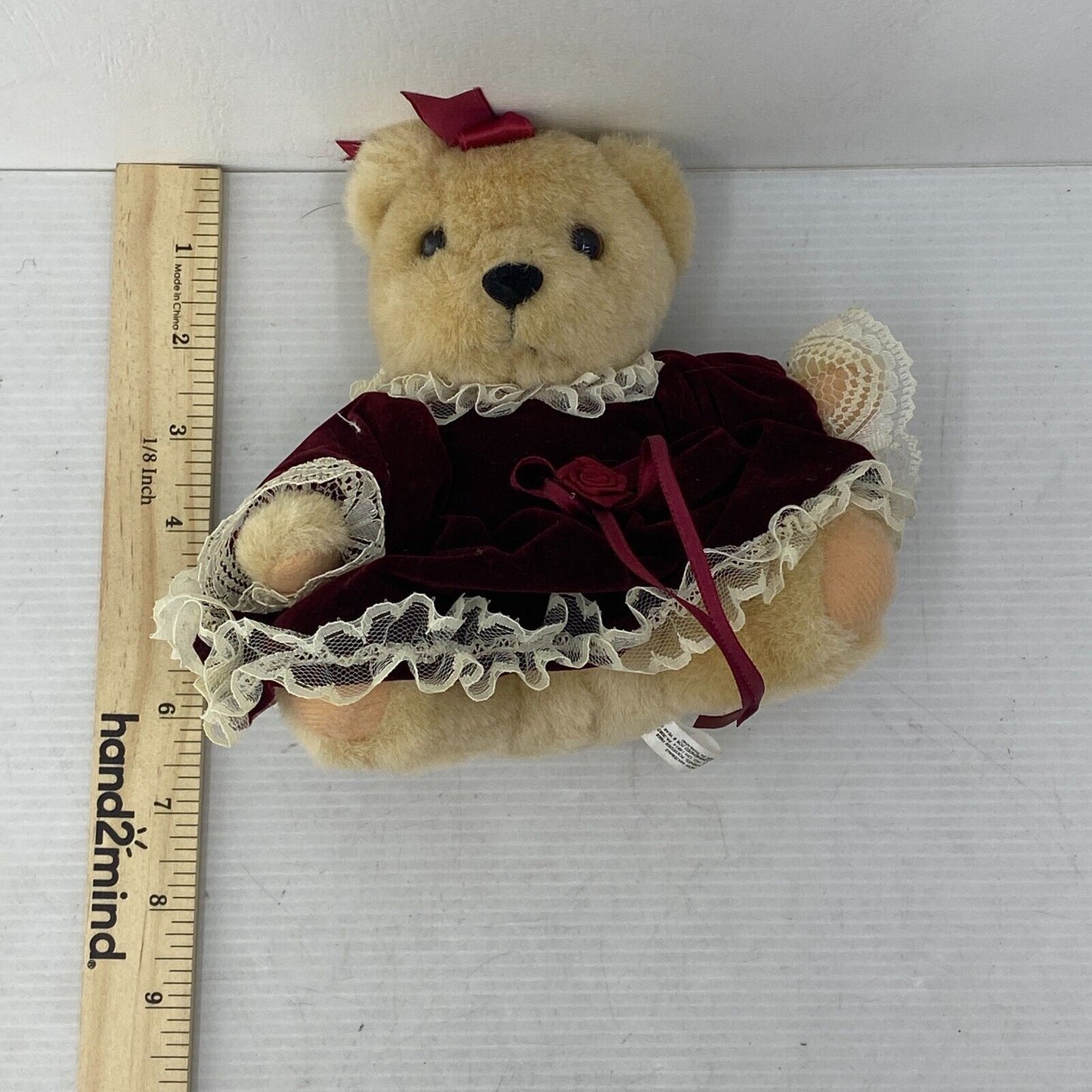 VTG Anco Tan Teddy Bear in Ruffle Victorian Dress Plush Doll Toy Used - Warehouse Toys