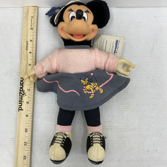 VTG Applause Disney Minnie Mouse 1950s Poodle Skirt Rubber Faced Plush Doll Toy - Warehouse Toys