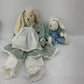 VTG Country Home Style Bunny Rabbit RAGDOLL White Stuffed Animal Toy Lot - Warehouse Toys