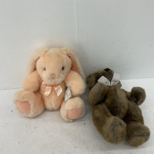 VTG Dakin Brown Bear and Applause Bunny Rabbit Stuffed Animal Plush Lot - Warehouse Toys