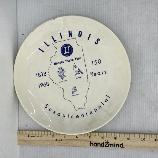 VTG Illinois Sesquicentennial 1818 to 1968 150 Years Collectors Ceramic Plate - Warehouse Toys