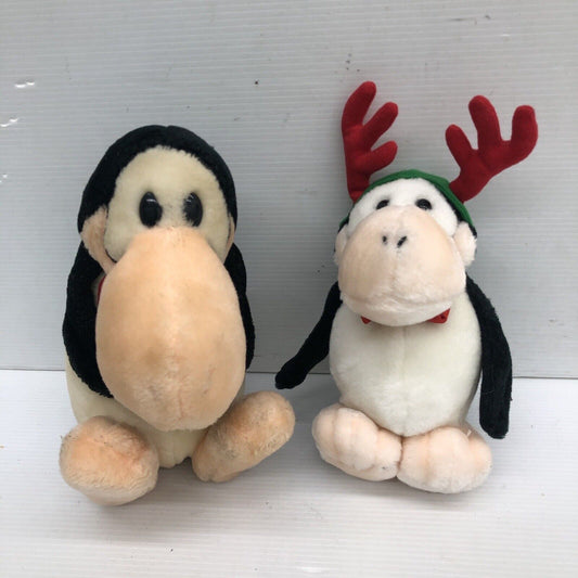 VTG LOT 2 Bloom County Opus Christmas Holiday Penguin Animal Stuffed Plush Toy - Warehouse Toys