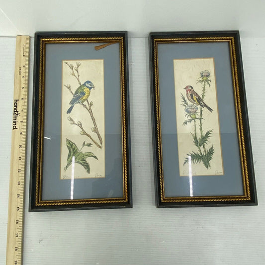 VTG LOT 2 Fleck Bros Birds Nature Wildlife Art Prints Framed Glass Wooden Frame - Warehouse Toys