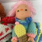 VTG LOT 2 Handmade Ice Cream Soft Bodied Crochet Macrame Knit Dolls Rubber Head - Warehouse Toys