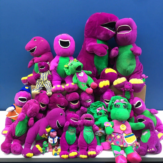 VTG LOT 25 Barney & Friends Baby Bop Purple Dinosaur Plush Toys Lyons PBS Kids - Warehouse Toys