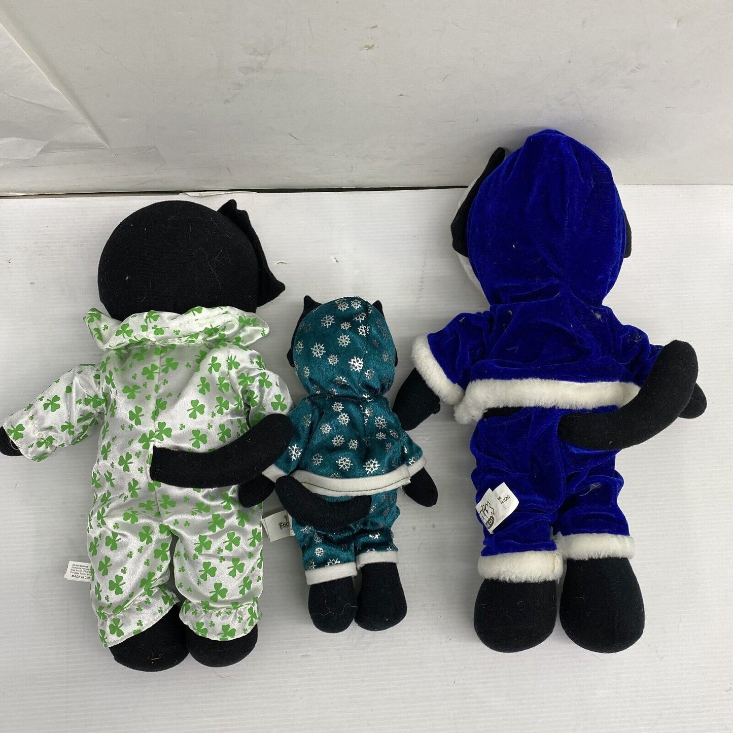 VTG LOT 3 Felix the Cat Character Plush Dolls Toys Shamrock Pajamas Winter Theme - Warehouse Toys