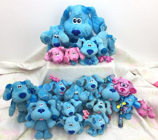 VTG LOT 30 Blues Clues Magenta Blue Plush Nickelodeon Toys Dogs Figures Nick Jr - Warehouse Toys