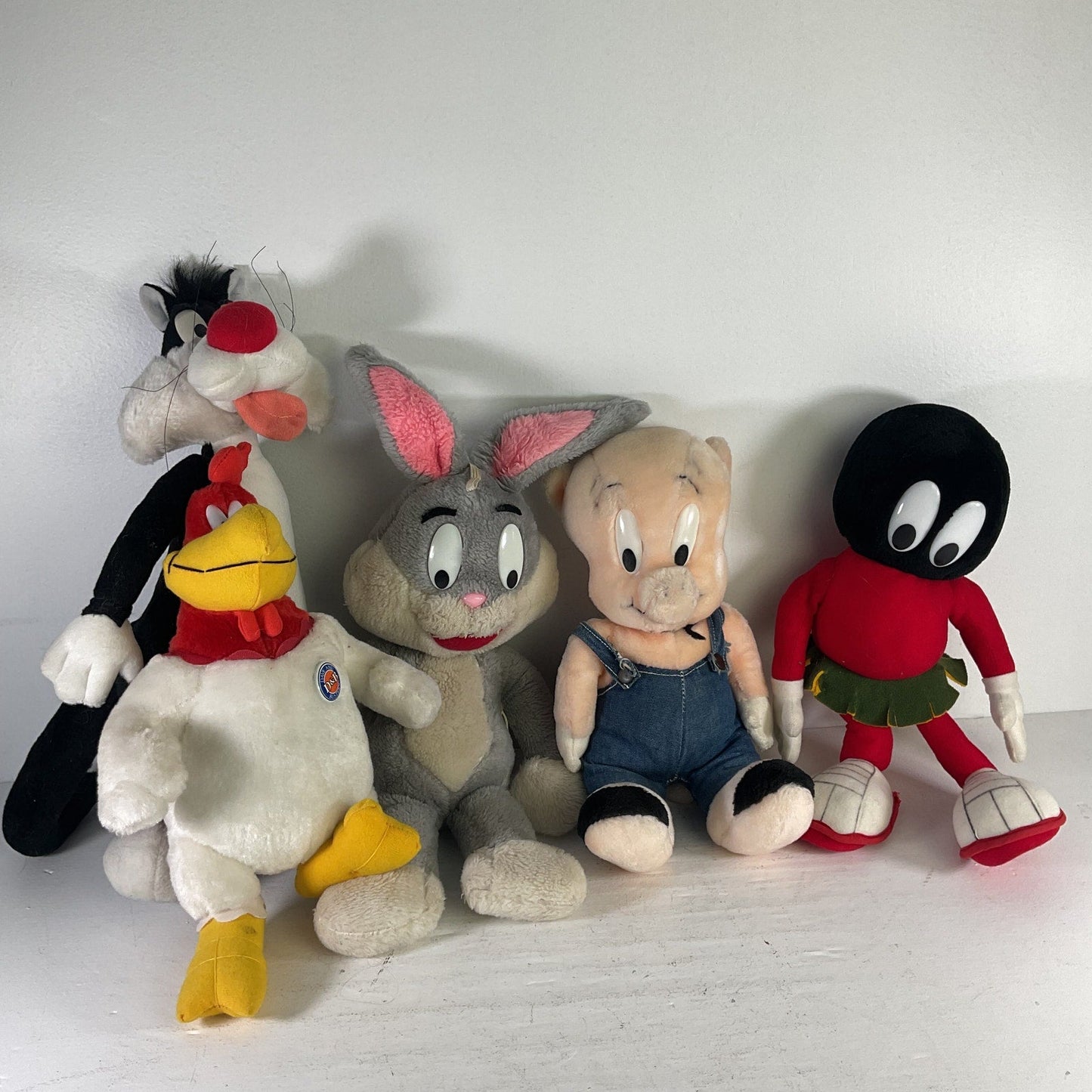 VTG Lot 5 Warner Bros Looney Tunes Plush Stuffed Toy Foghorn Leghorn Porky Pig - Warehouse Toys