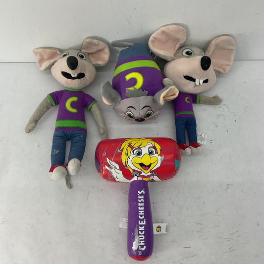 VTG LOT Chuck E. Cheese Character Plush Dolls Prize Novelty Toys Hammer - Warehouse Toys