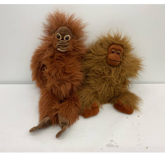 VTG LOT of 2 Discovery Channel Monkey Orangutan Fluffy Plush Toy Figures - Warehouse Toys