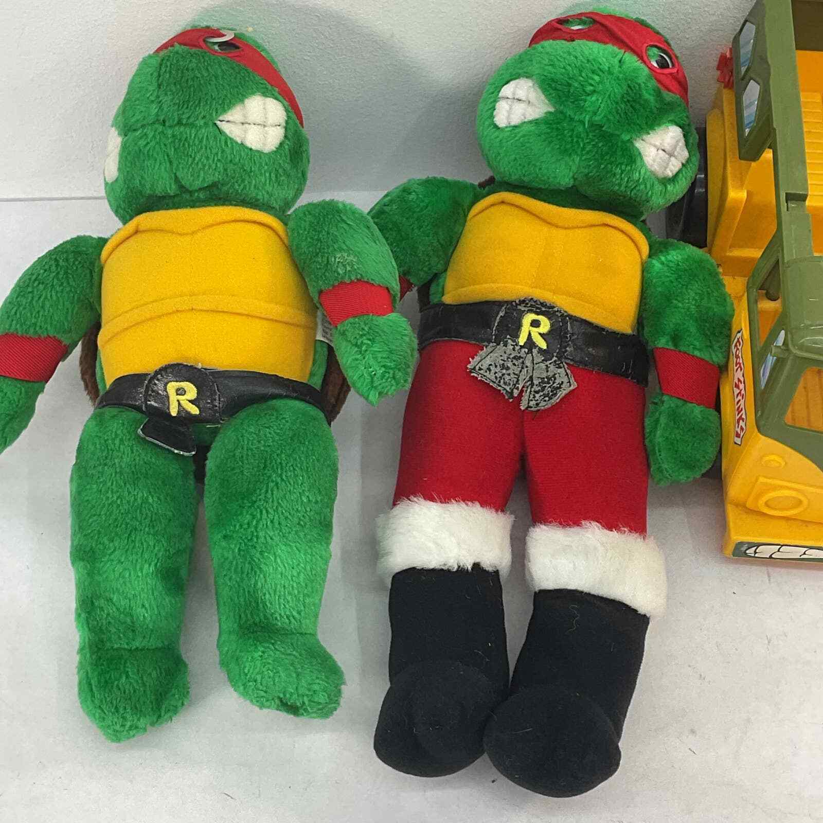 VTG LOT of 3 TMNT Teenage Mutant Ninja Turtle Plush Toys Raphael Party Van - Warehouse Toys