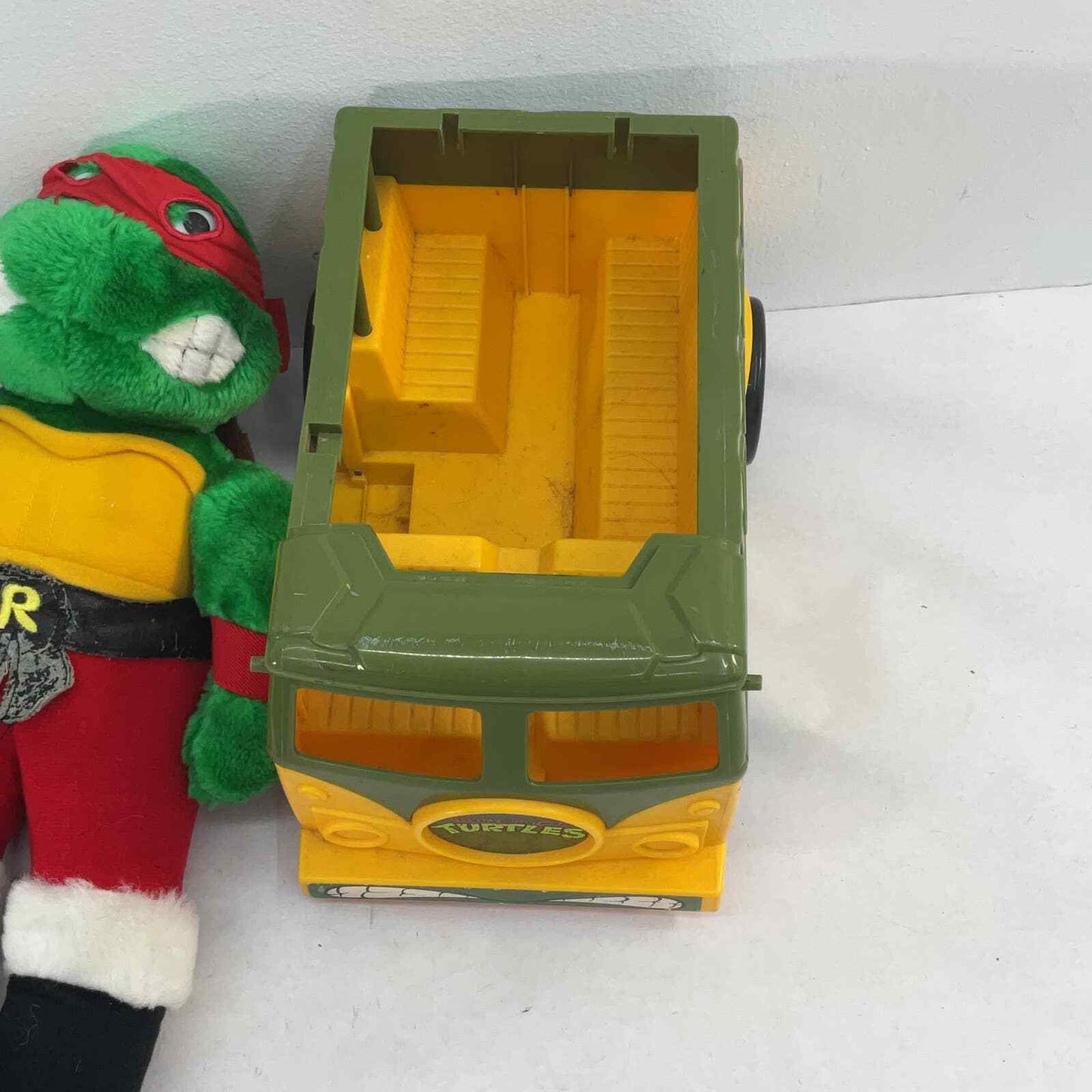 VTG LOT of 3 TMNT Teenage Mutant Ninja Turtle Plush Toys Raphael Party Van - Warehouse Toys