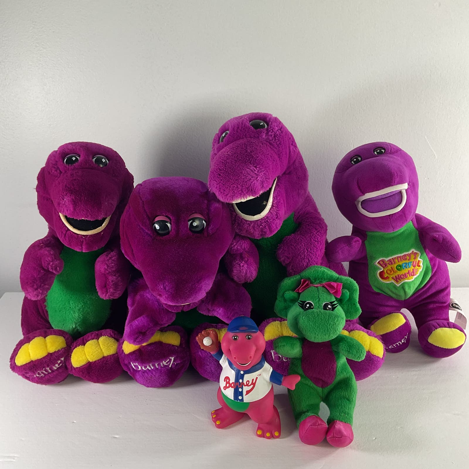 VTG LOT Of 6 Barney Friends Plush Dinosaur Toys Figures Stuffed Animal Pbs Used Warehouse