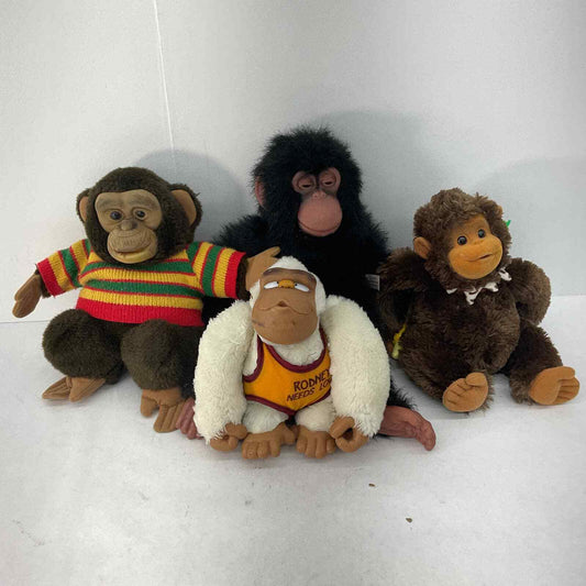 VTG Mixed LOT 4 Ape Monkey Plush Dolls Little Monkey Lost Applause Rodney Chimp - Warehouse Toys