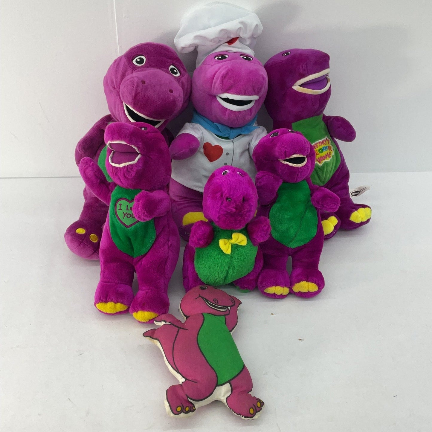 VTG PBS LOT of 7 Barney Purple Dinosaur Plush Doll Toys - Warehouse Toys