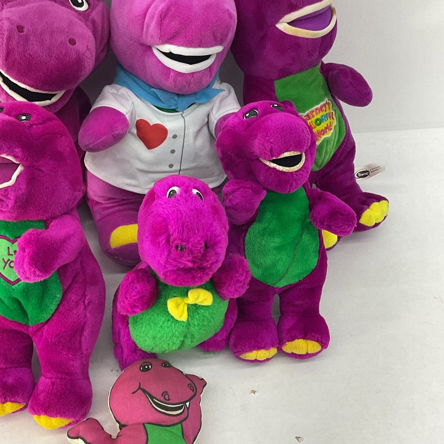 VTG PBS LOT of 7 Barney Purple Dinosaur Plush Doll Toys - Warehouse Toys