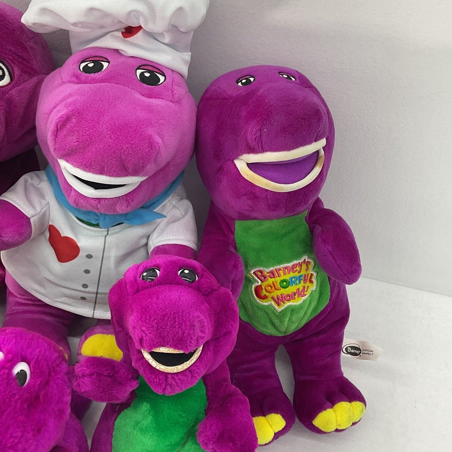 VTG PBS LOT of 7 Barney Purple Dinosaur Plush Doll Toys - Warehouse Toys