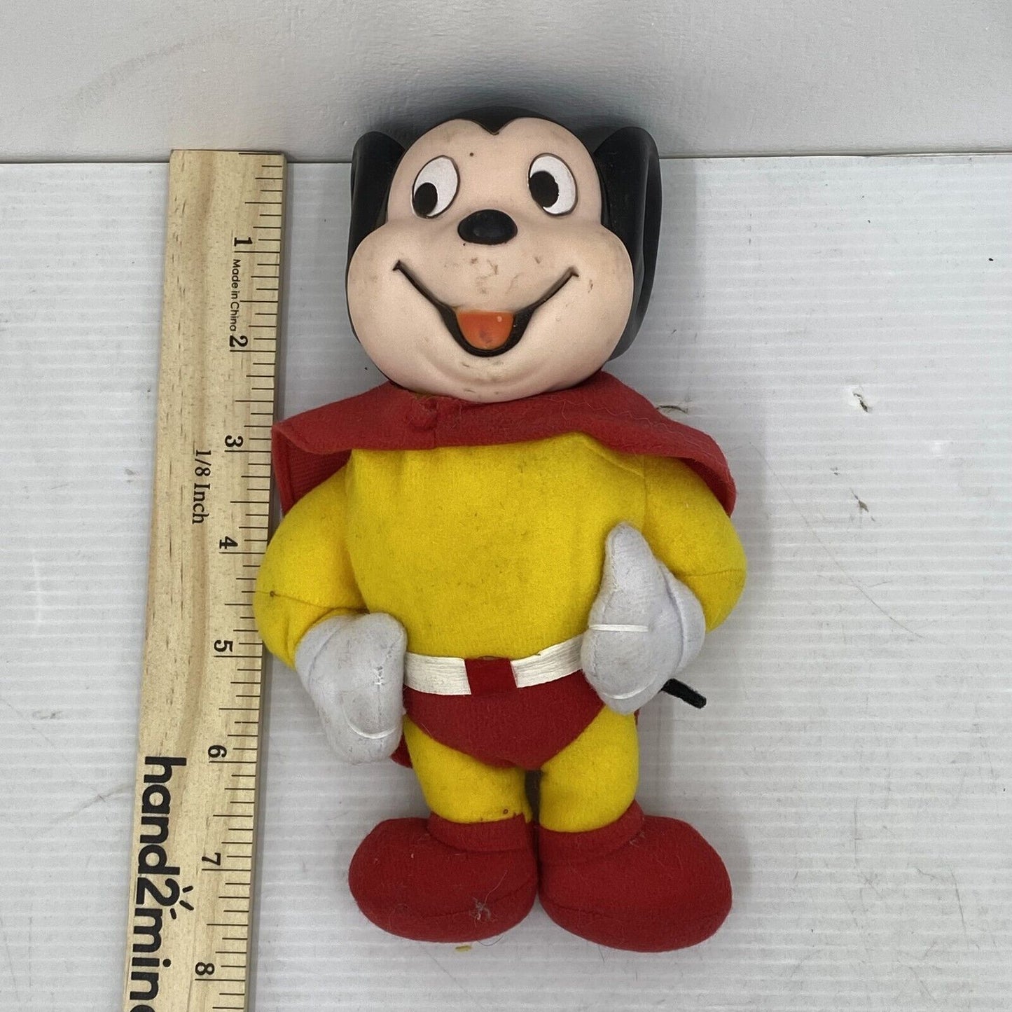 VTG Presents Mighty Mouse Plush Doll Toy Terry Toons 70s 80s Rubber Head - Warehouse Toys