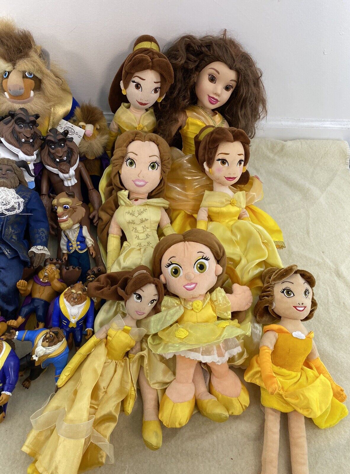 VTG Disney LOT 66 Beauty & The Beast Belle Adam Cogsworth Plush Toys Figures - Warehouse Toys