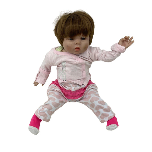 Yesteria Caucasian Realistic Brunette Brown Hair Baby Doll Preowned - Warehouse Toys