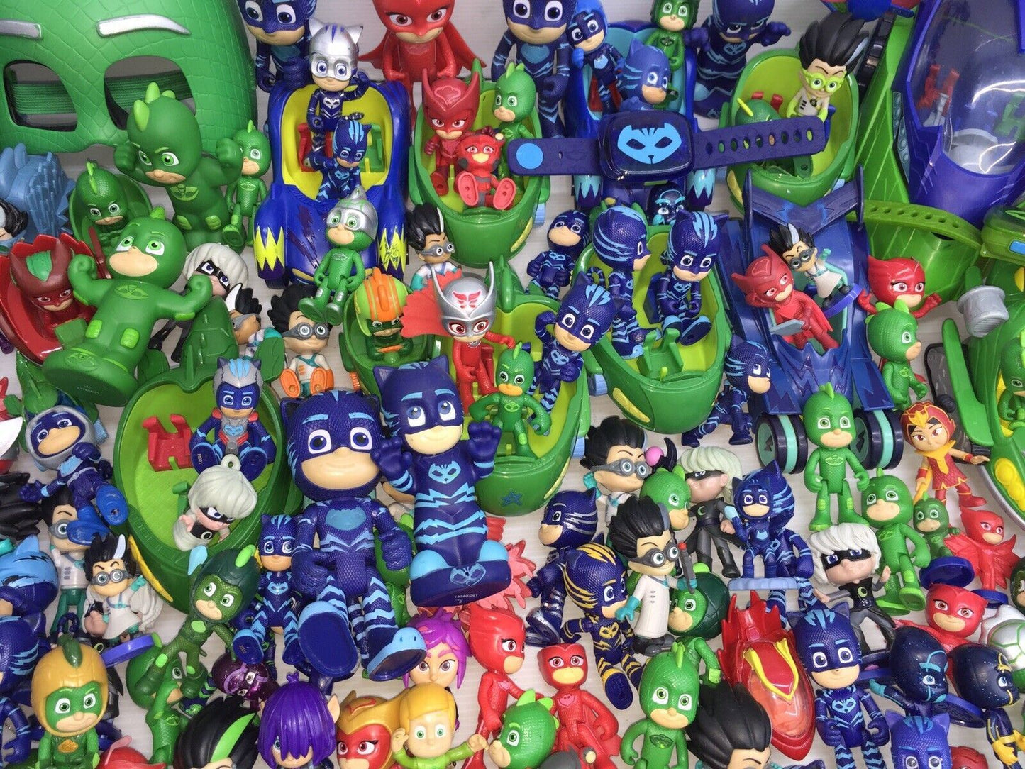 35 lbs LOT of PJ Masks Action Figures Toys Cars Connor Amaya Greg Super Heroes - Warehouse Toys