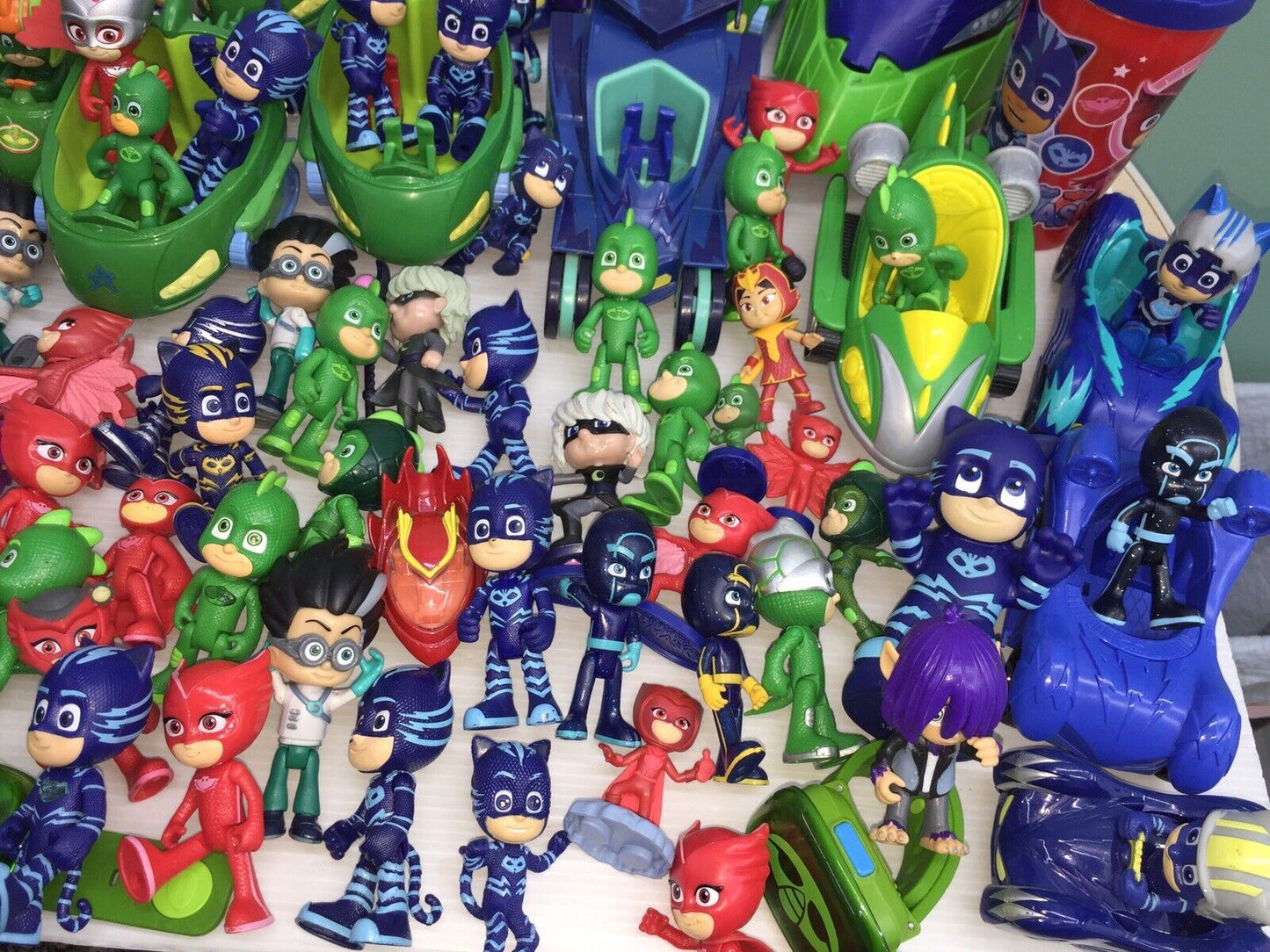 35 lbs LOT of PJ Masks Action Figures Toys Cars Connor Amaya Greg Super Heroes - Warehouse Toys