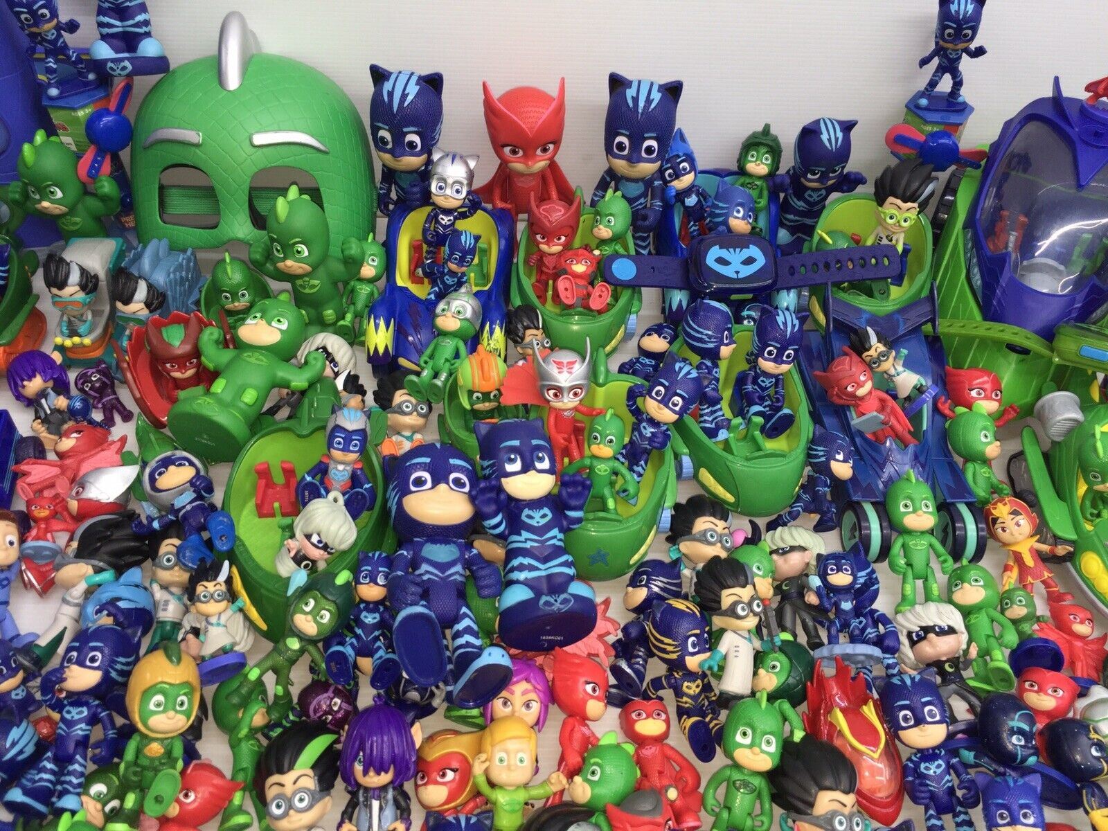 35 lbs LOT of PJ Masks Action Figures Toys Cars Connor Amaya Greg Super Heroes - Warehouse Toys